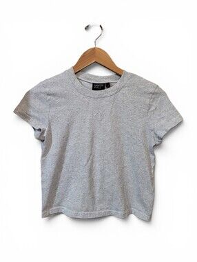 Women's Ninth Hall Heather Grey Cropped Tee Small 100% Cotton